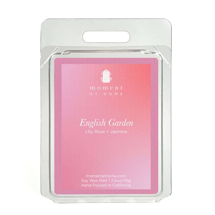 Engelsk haveduftende sojavoks smelter for engroshandel hos Moment At Home