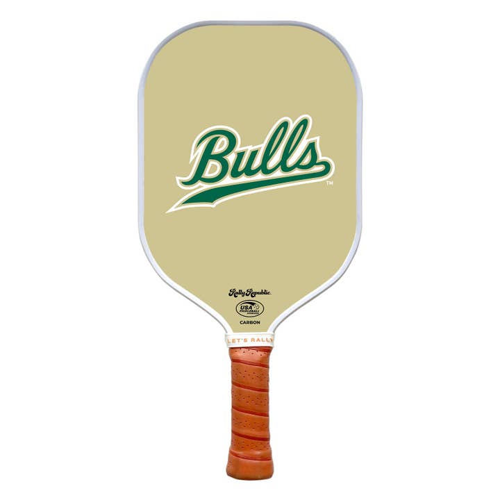 Pagaia da pickleball South Florida Bulls Gold Bulls Script (B2B) per la vendita all'ingrosso da parte di Rally Republic