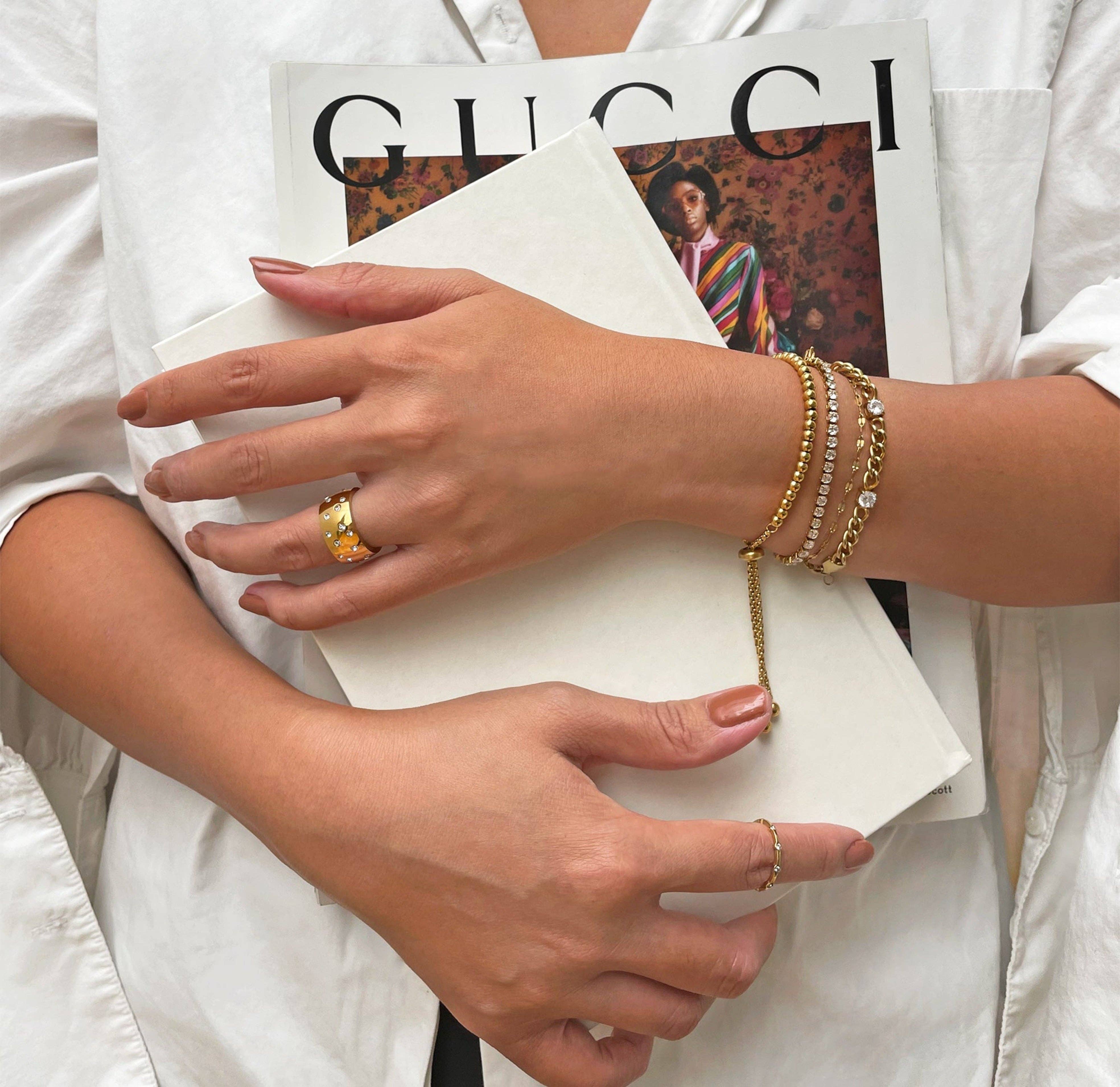 MAI DESIREE - Vendita all'ingrosso Anelli multipietra - ANELLO SPESSO OPHELIA CON PAVÉ IN ORO3