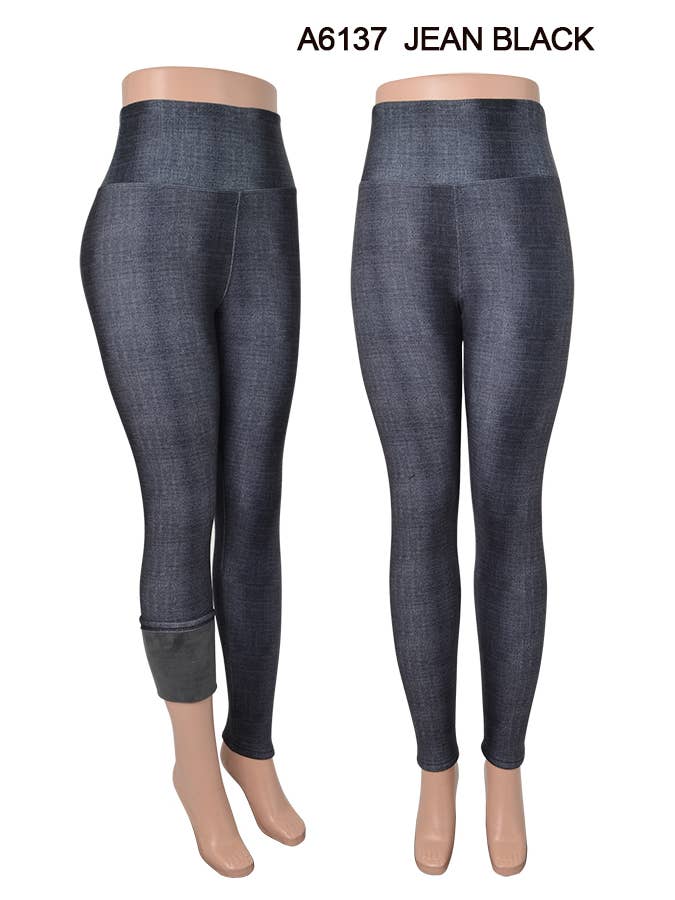 SSImport - Wholesale Fashion Leggings - Women's - A6137 WINTER JEAN LEGGINGS FLEECE LINED 12PCS/PACK