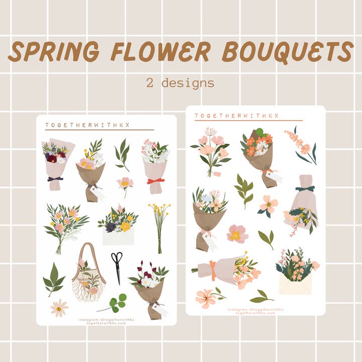 Våren blommig bukett klistermärke ark - 2 mönster för wholesale av togetherwithkx