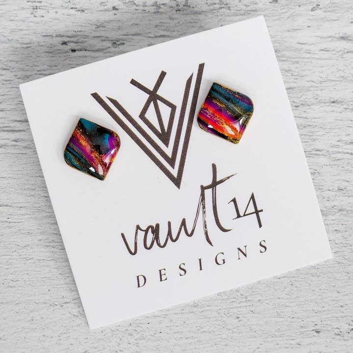 Colorful Diamond Stud Earrings for wholesale by Vault 14 Designs, LLC