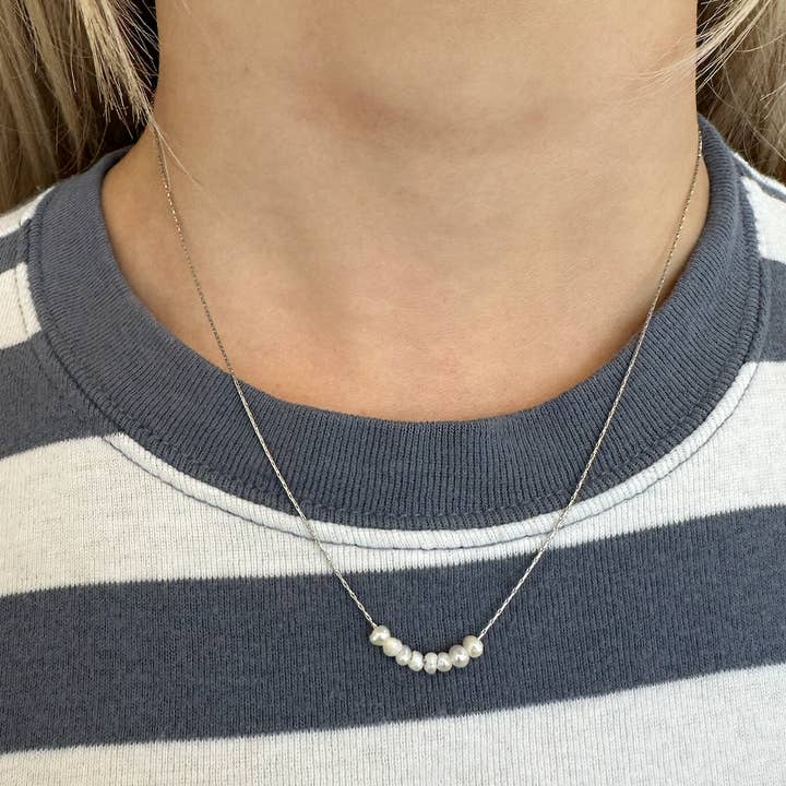 Nikki Smith Designs - Wholesale Beaded/Pearl Necklace - Nina Dainty Pearl Necklace - Silver