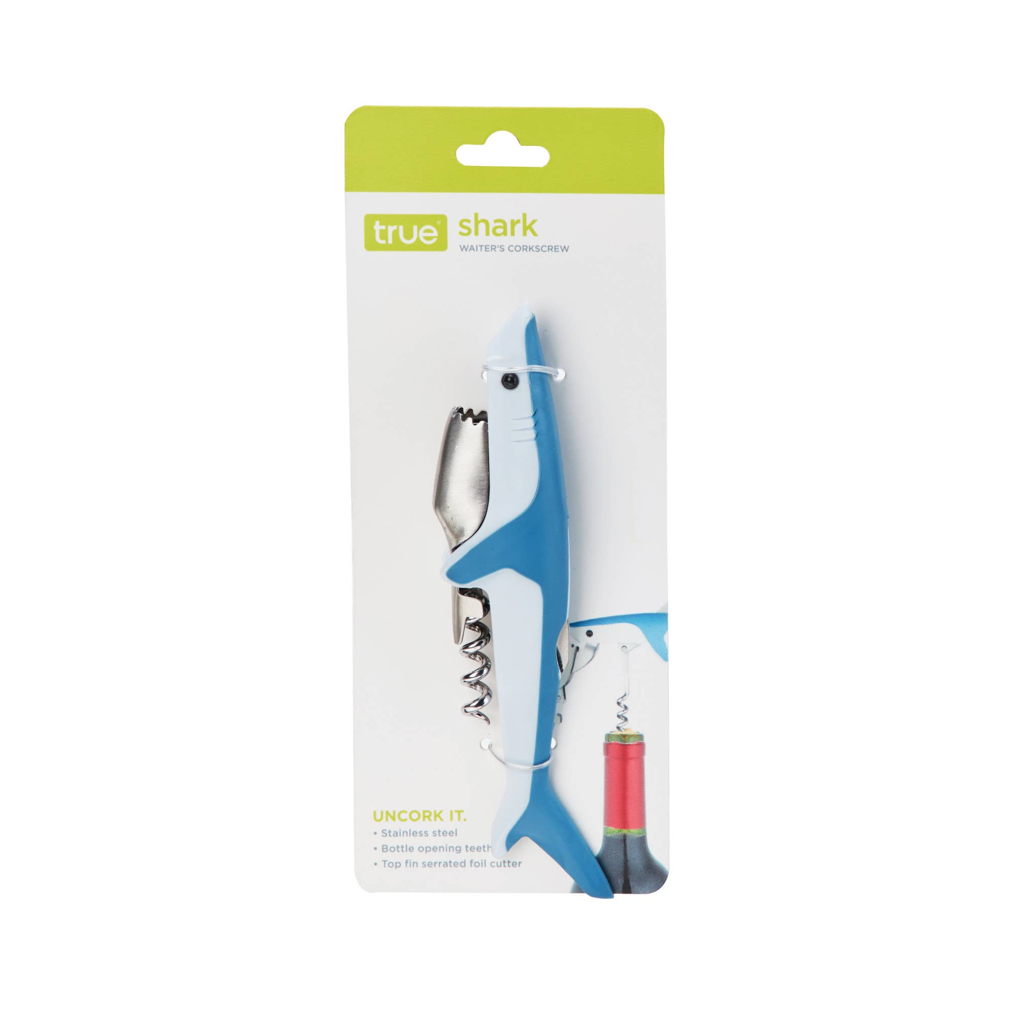 TRUE - Wholesale Bottle/Wine Opener - Shark Design Corkscrew with Bottle Opener and Foil Cutter1