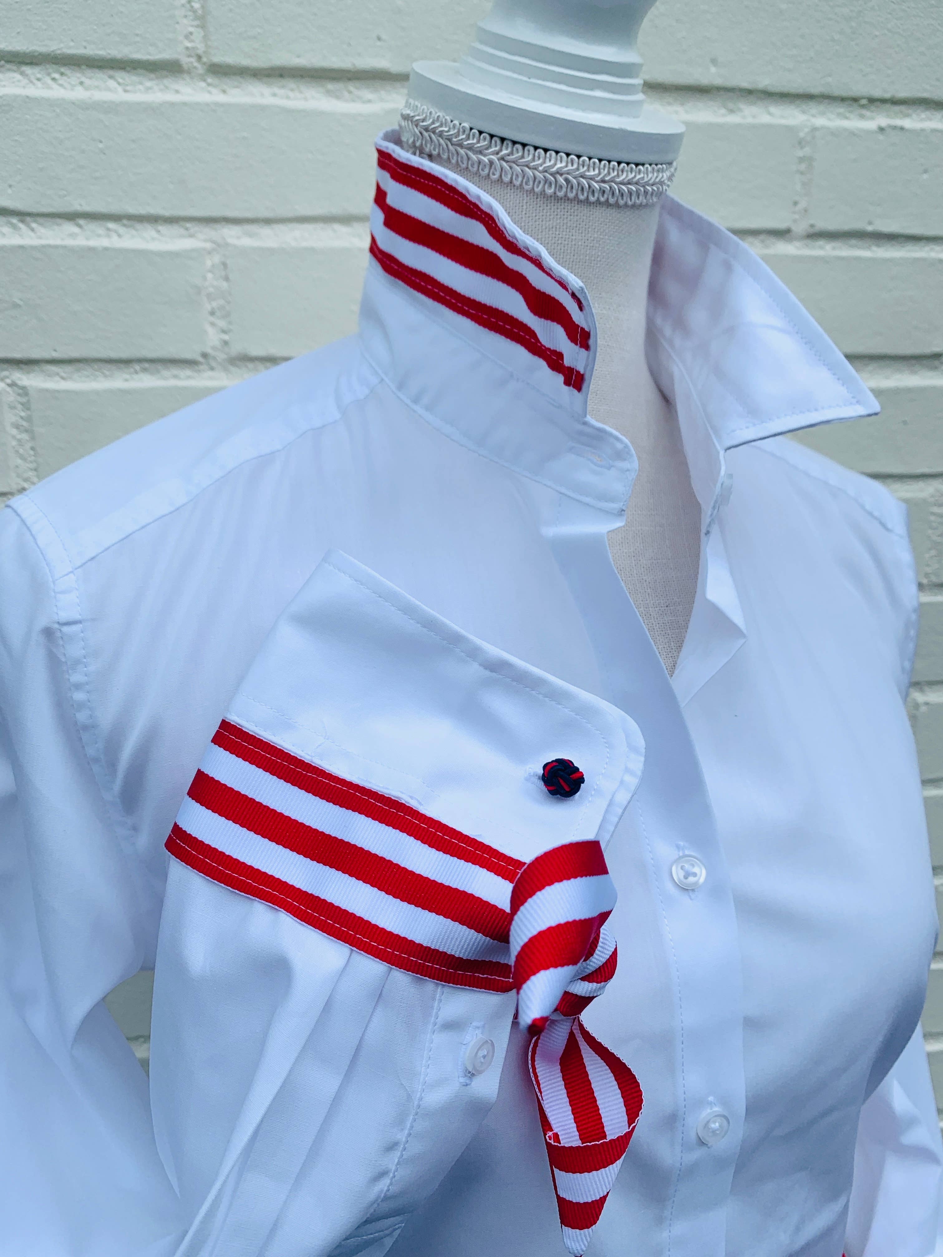 Audrey Ribbon FC - White w Red & White Stripe Ribbon for wholesale on Faire1