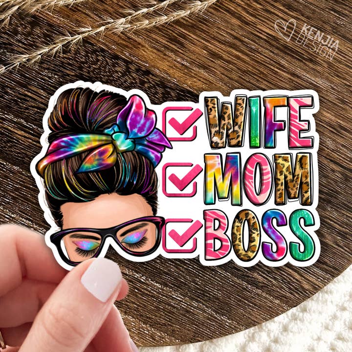 Wife Mom Boss Stickers & Magnets/ Western Mother's Day Gifts for wholesale by Kenjia Design
