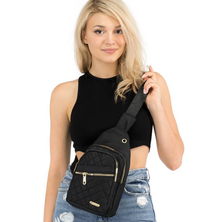 Surtido Bolso de hombro de poliéster acolchado con diamantes de venta al por mayor en Faire7