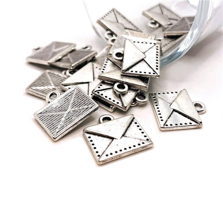 Silver Letter Envelope Charms, 15x14.5mm for wholesale by Guerrilla Charm