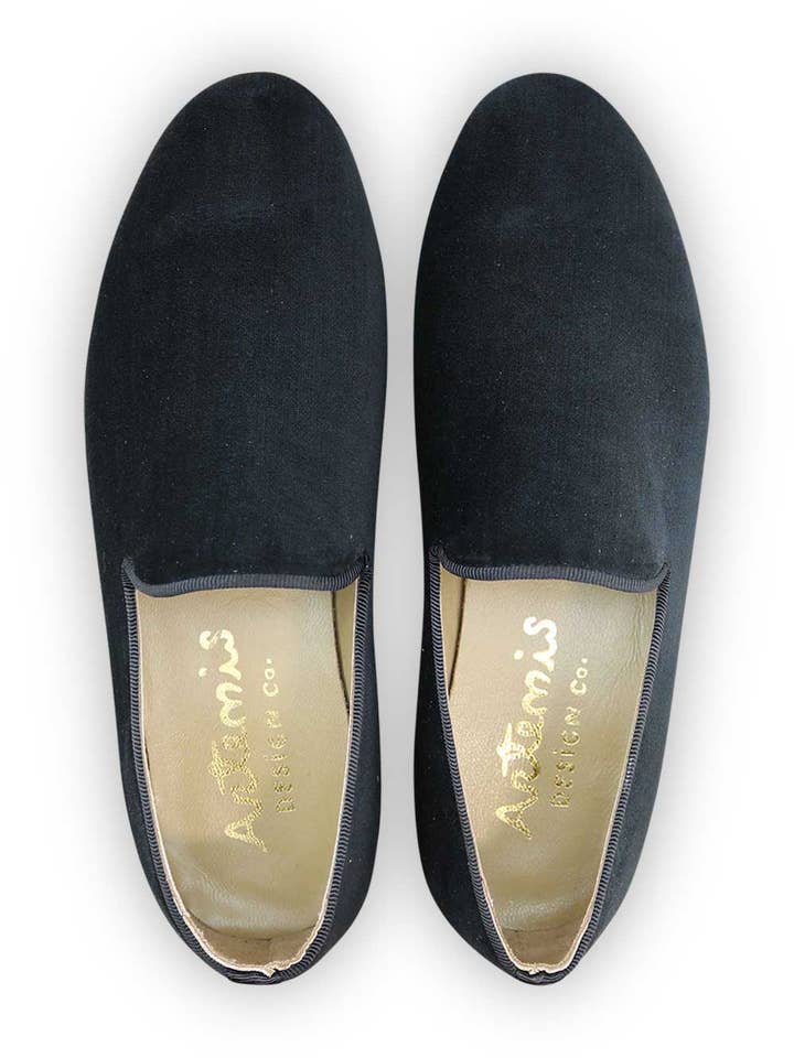 Fluwelen instappers voor heren, zwarte stropdas voor wholesale door Artemis Design Co.