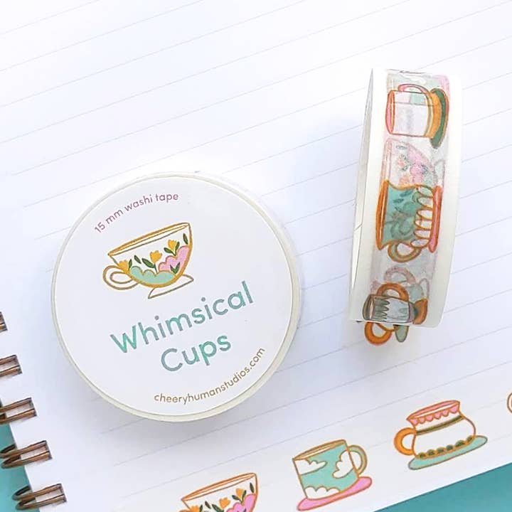 Whimsical Cups - Washi Tape | Tea | Teacups | Coffee | Decor for wholesale by Cheery Human Studios