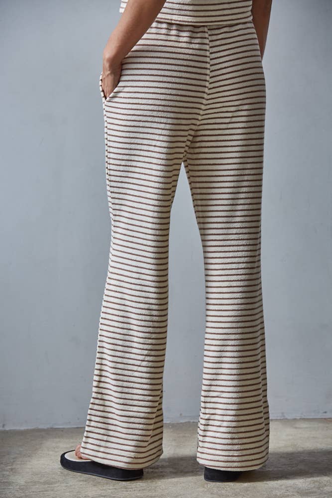 By Together - Wholesale Lounge Sweatpants/Joggers - Women's - L8945B | Knit Polyester Cotton Striped Flare Pants8