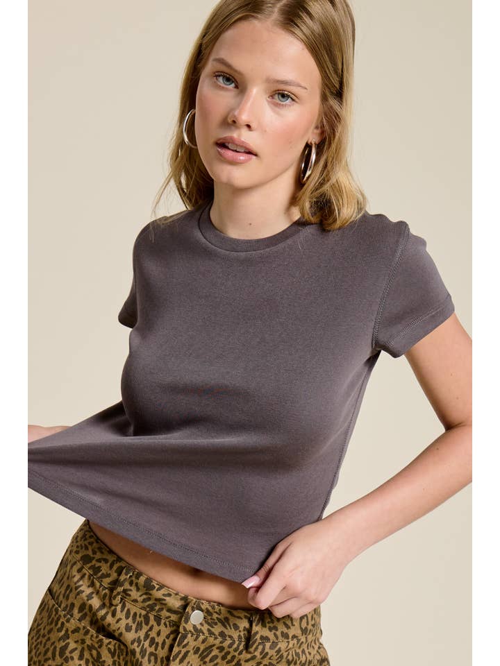 Mimosa - Wholesale T-Shirt - Women's - Basic Short Sleeve Baby Tee Knit Top13