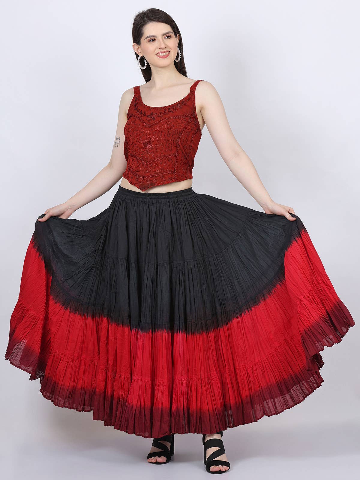 Wevez - Vente Jupe – femme - Jupe Renaissance en coton de 25 mètres de style American Tribal Style13