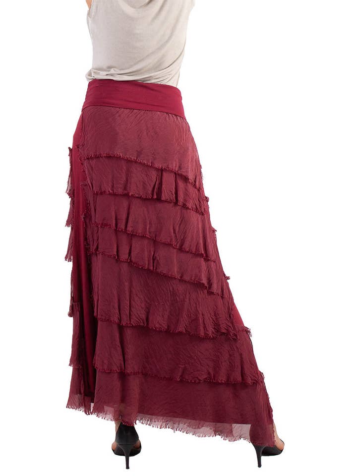 Gigi Moda - Vente Jupe – femme - Jupe volantée longue en soie18