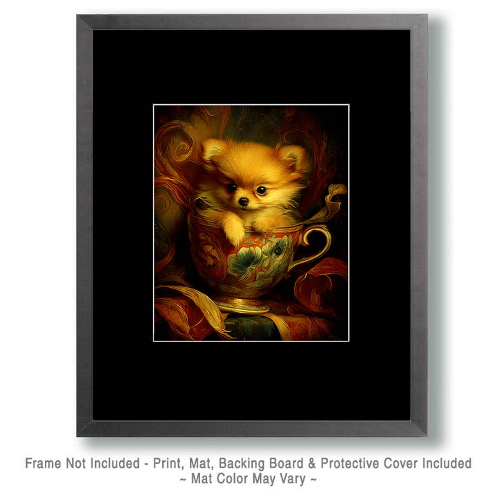 Mowbi - Wholesale Art Print - Cute Pomeranian Puppy - Pup in a Cup - Art Print - 8"x10" Artwork1