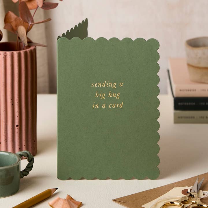 Katie Leamon - Wholesale Birthday Card - Scallop Big Hug Green
