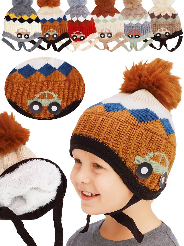 Gorro de punto con orejeras y correa de barbilla para niños. para venta al por mayor de Cap Zone