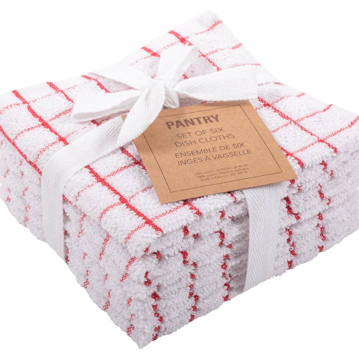 KAF Home - Wholesale Dishcloth - KAF Home Set of 6 Checkered Terry Dish Cloths - 12 x 12