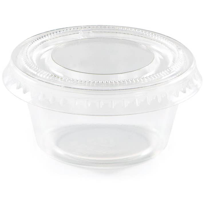 Vasos de plástico transparente para porciones de 2 onzas con tapa, caja de 288 para venta al por mayor de KT Supply