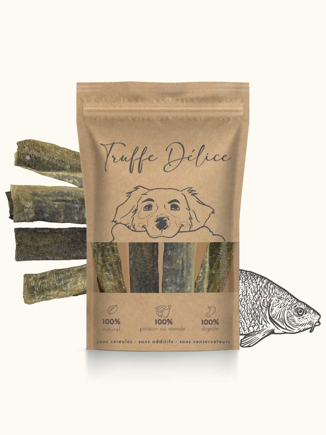 Truffe Délice - Vente Friandises – chien - Lamelles de peaux de morue0