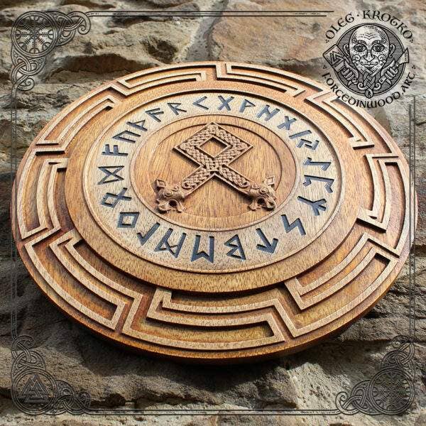 Forged In Wood - Vente Décoration murale - Rune Odal en bois d’iroko - Le cadeau parfait pour Viking4