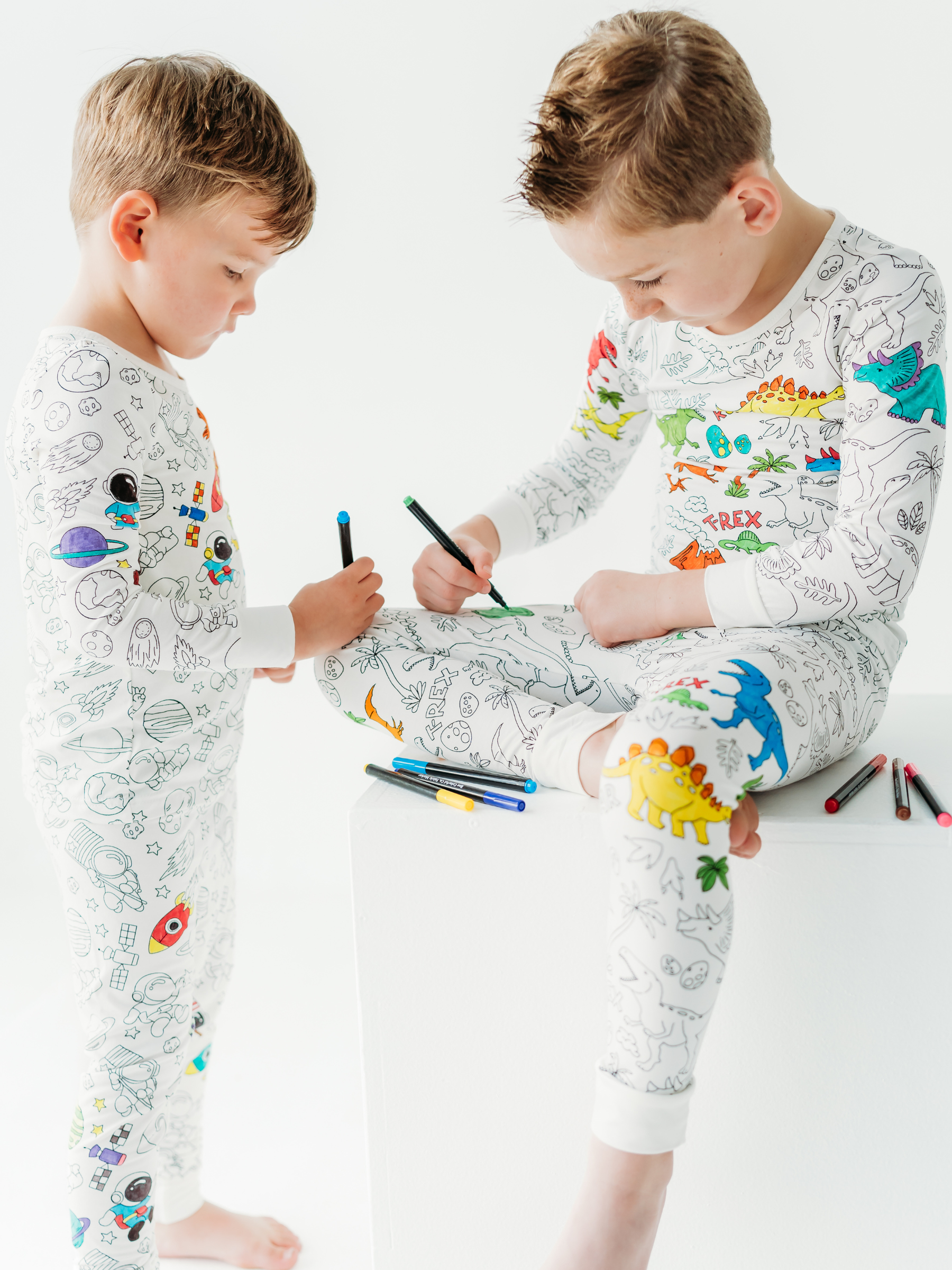 Bee Colorful Co. - Wholesale Sleepwear Set - Kids - Dinosaur Coloring Pajamas 2 piece set made from Bamboo10
