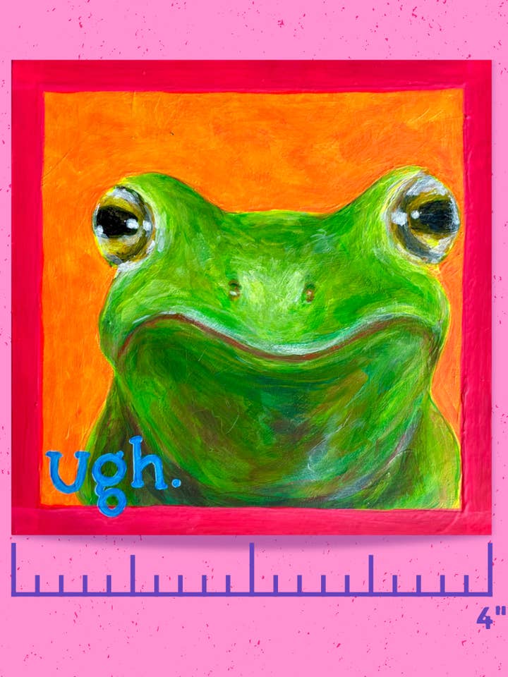 Ugh Frog 4" Print for wholesale by Unruly Wit