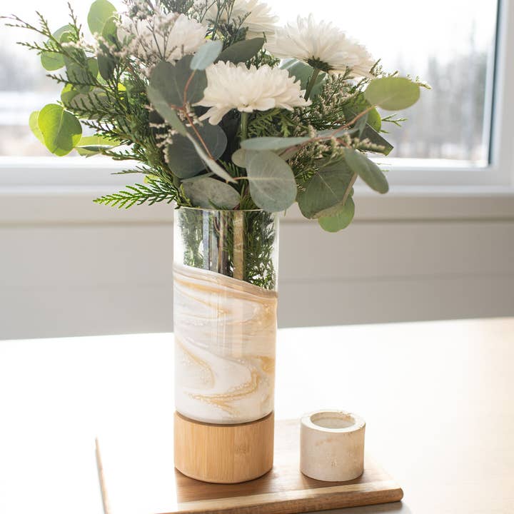 Lynn & Liana Designs - Wholesale Vase - NEW!!! Resin Accented Vase with Bamboo Base (NO TARIFFS)2
