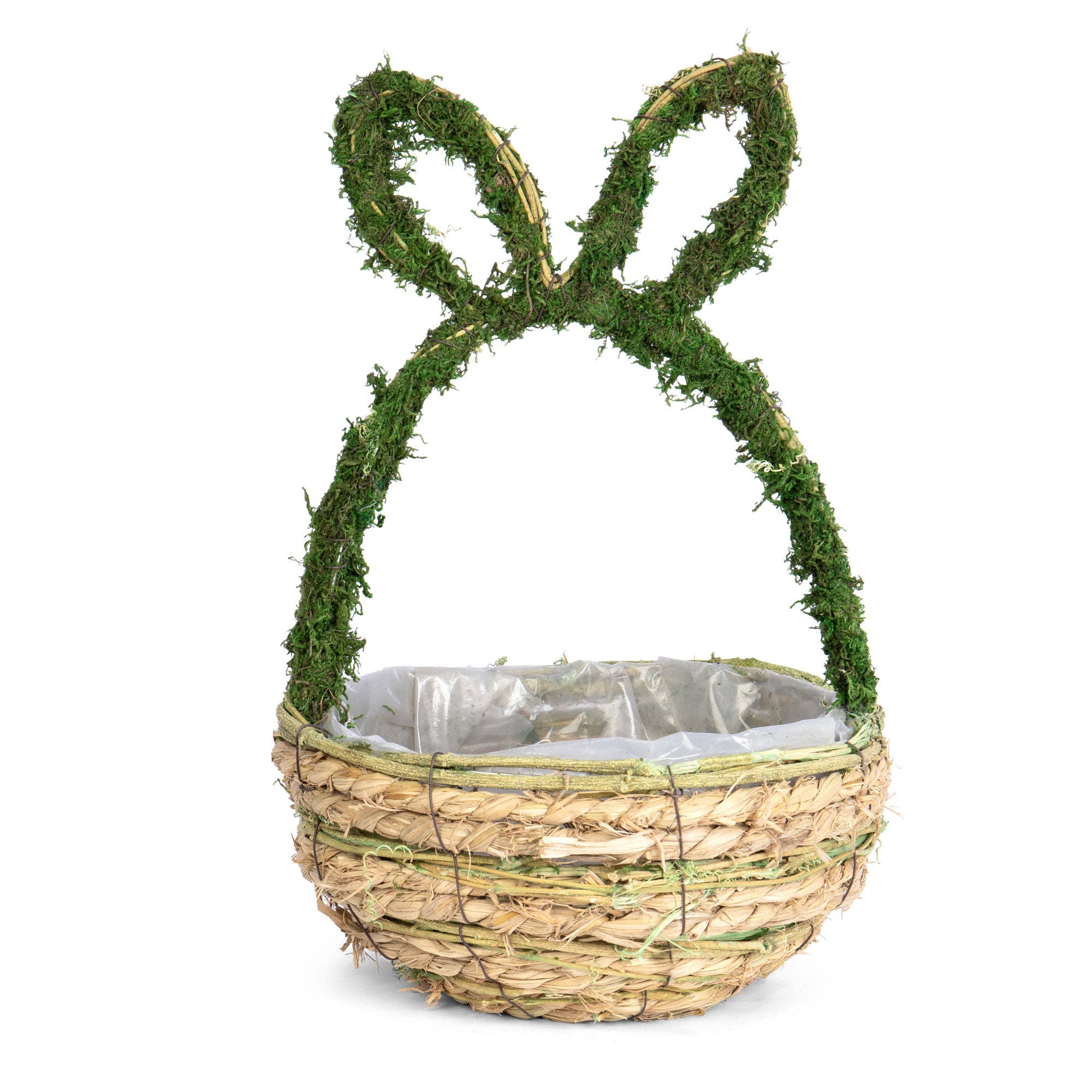 Willow Group - Wholesale Basket - Round Moss Bunny Basket w/ Over Handle 9.5"D0