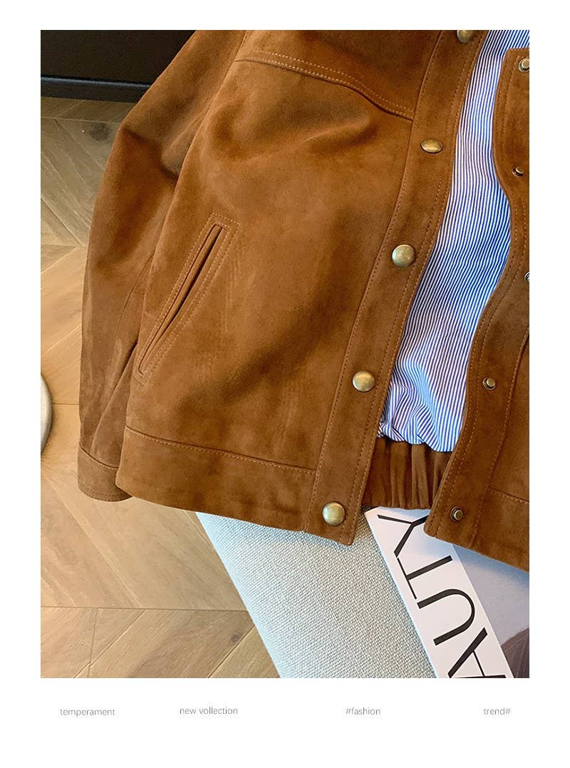 Brown Lockere, lässige Kurzjacke mit Taschen für den Großhandel auf Faire3