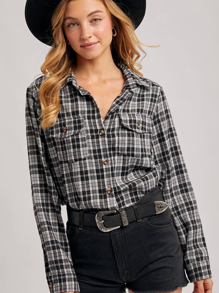 Bluivy - Wholesale Shirt - Women's - BUTTON DOWN PLAID SHIRT WITH POCKETS - 4TH OF JULY28