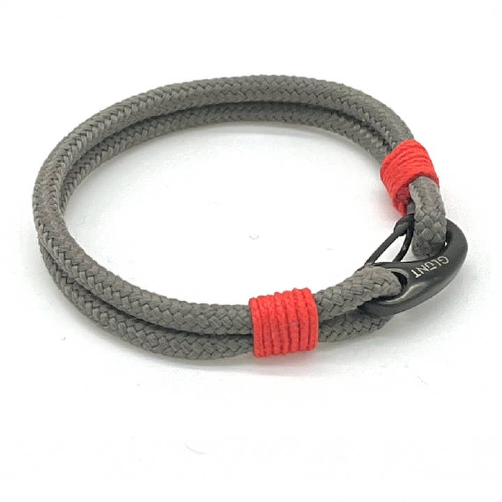 GLUNT - Wholesale Woven/Braided Bracelet - NB DARK GREY - CORAL RED