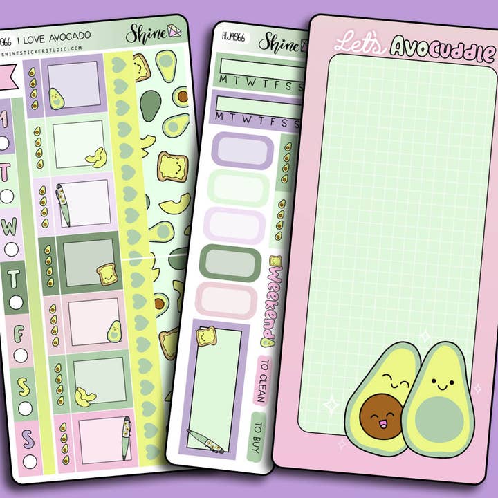 I Love Avocado - Collab with The Angel Shoppe - Hobonichi Weeks Sticker Kit for wholesale by Shine Sticker Studio