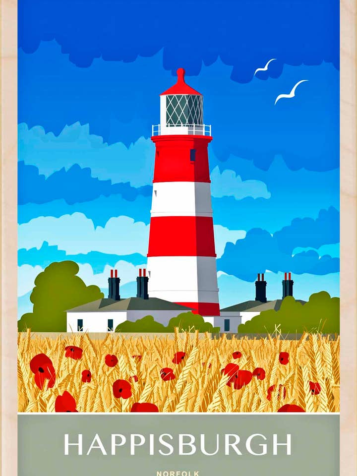 Happisburgh, Norfolk - Eco-friendly souvenirs for wholesale by THE WOODEN POSTCARD COMPANY