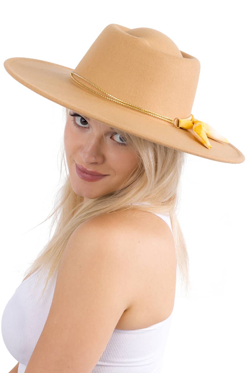 Cap Zone - Vendita all'ingrosso Fedora - Donna - Cappello rancher bolero in lana sintetica con nastro piccolo, catena oro e tesa larga18