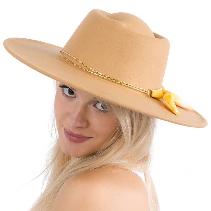 Cap Zone – Großhandel Fedora-Hut – Damen – Lux Ribbon Rancher-Mütze aus goldener Bolero-Kunstwolle6
