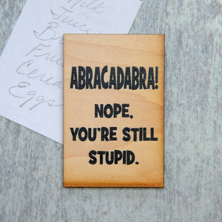 Driftless Studios - Wholesale Magnet - Wooden Magnet - Abracadabra! Nope. You're Still Stupid.1