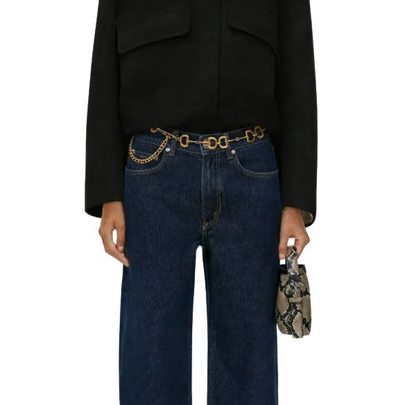 HoopLa - Wholesale Belt - Women's - Equestrian Snaffle Bit Chain Belt- Vintage Gold- Waterproof1