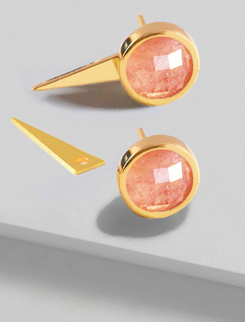 Sonia Hou Jewelry - Wholesale Stud/Post Earrings - FIRE 3-WAY PINK CORAL EARRING JACKETS IN 24K GOLD6