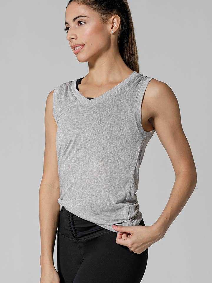 Maglietta muscolare The Vine Heather Grey per la vendita all'ingrosso da parte di 925fit