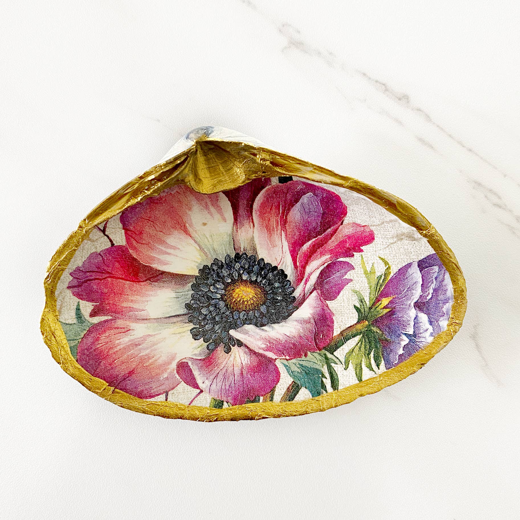 Adori Designs - Wholesale Jewelry Dish - Anemone Pink Blossom Wildflower Clam Shell Trinket Dish2