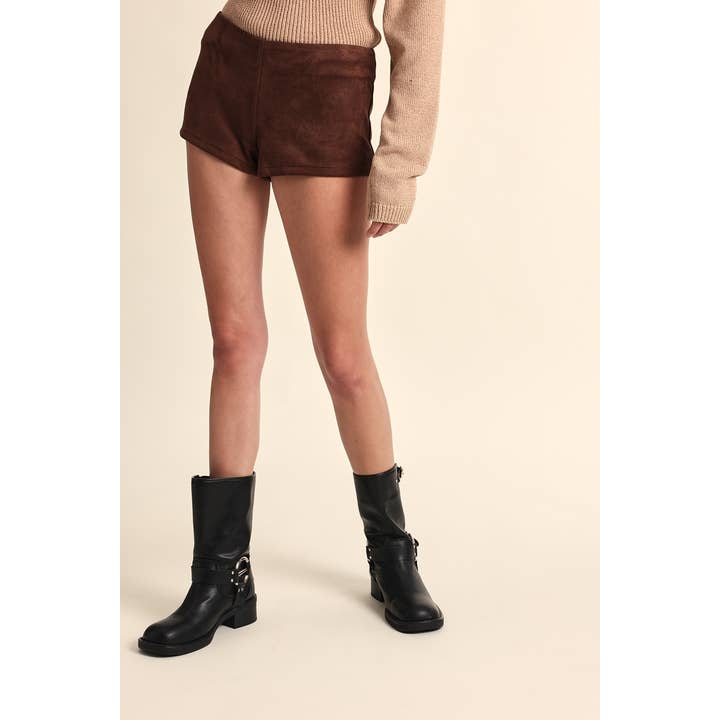 SUEDE SOLID COLOR SLIM FIT-IN STRETCH MICRO SHORTS for wholesale by Sky to Moon