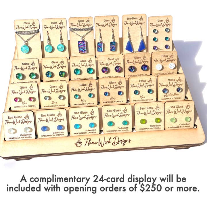 Flame Work Designs - Glass Jewelry - Vente Boucles d'oreilles pendantes - Boucles d'oreilles en verre dichroïque - Rainbow Clear4