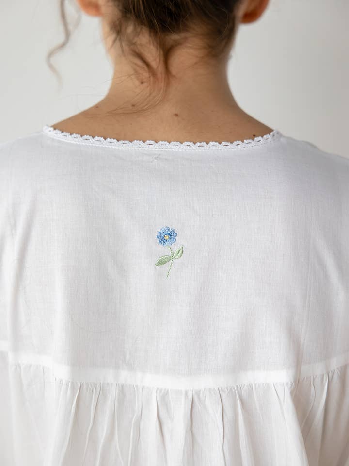 Jacaranda Living - Wholesale Nightgown - Women's - Clara White Cotton Nightgown