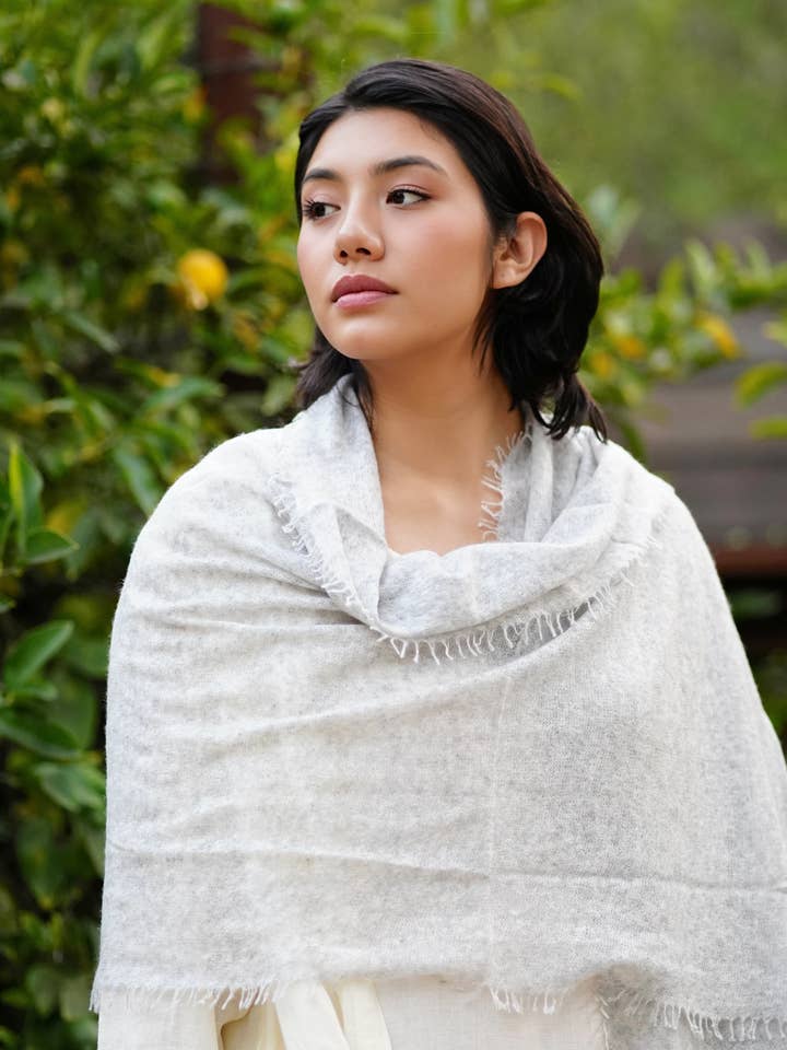 Cachecol de caxemira puro feltrado à mão Prata Cinza por atacado de Dolma