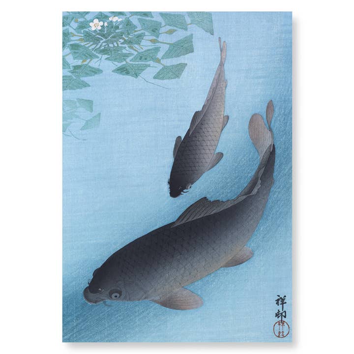 COUPLE OF CARPS: Lámina artística japonesa para venta al por mayor de Ezen Trade