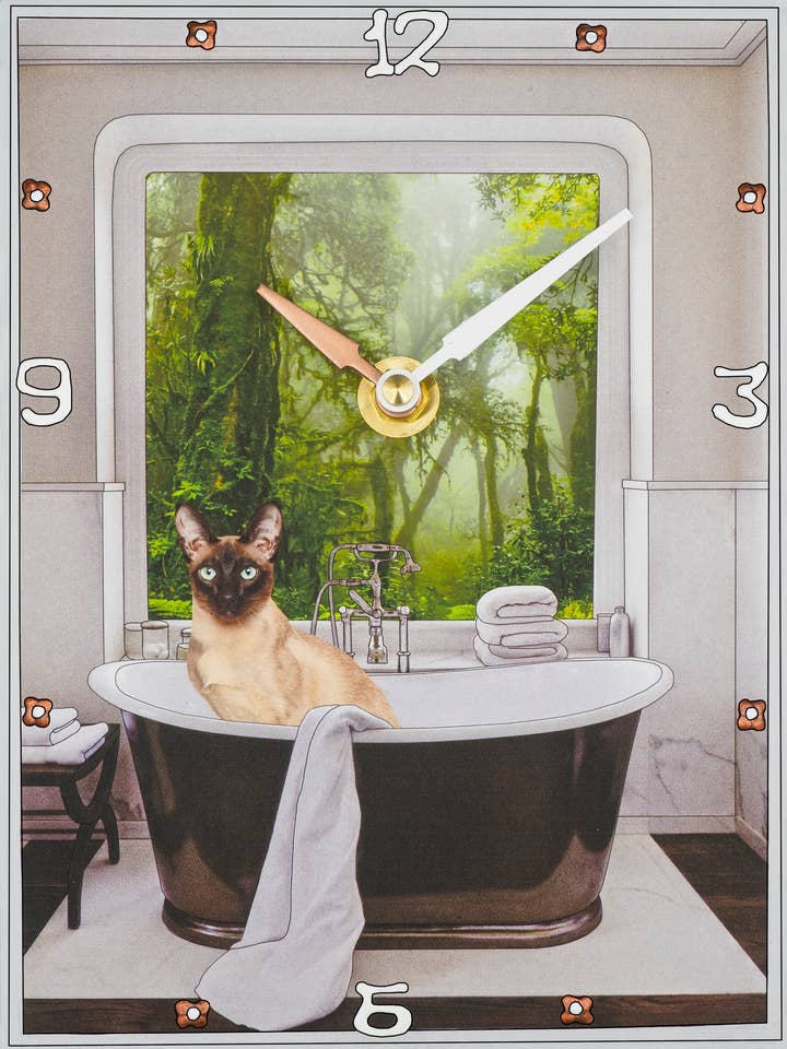 Siamese Cat, Collage Clock for wholesale by Lea Alboher
