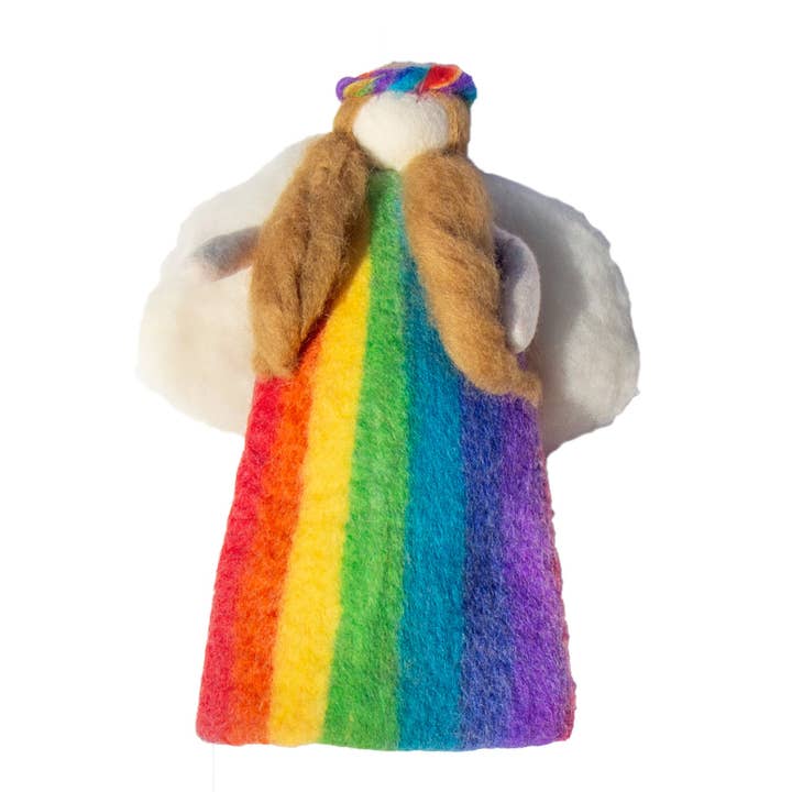 Global Crafts - Wholesale Tree Topper - Rainbow Felt Angel Tree Topper