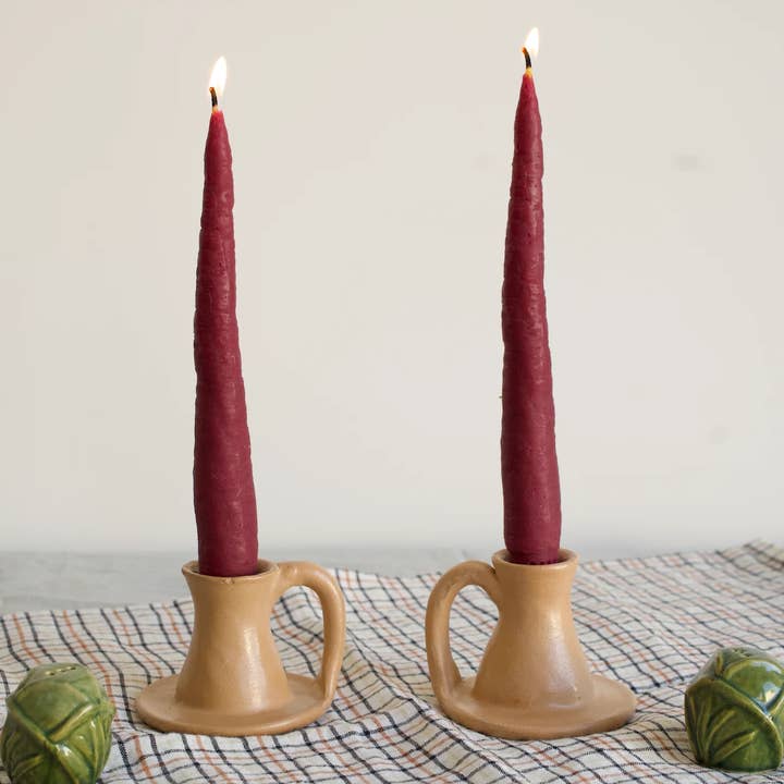 *NEW* Purple Carrot Beeswax Candle Taper Pair - 8inch tall for wholesale by Happy Organics