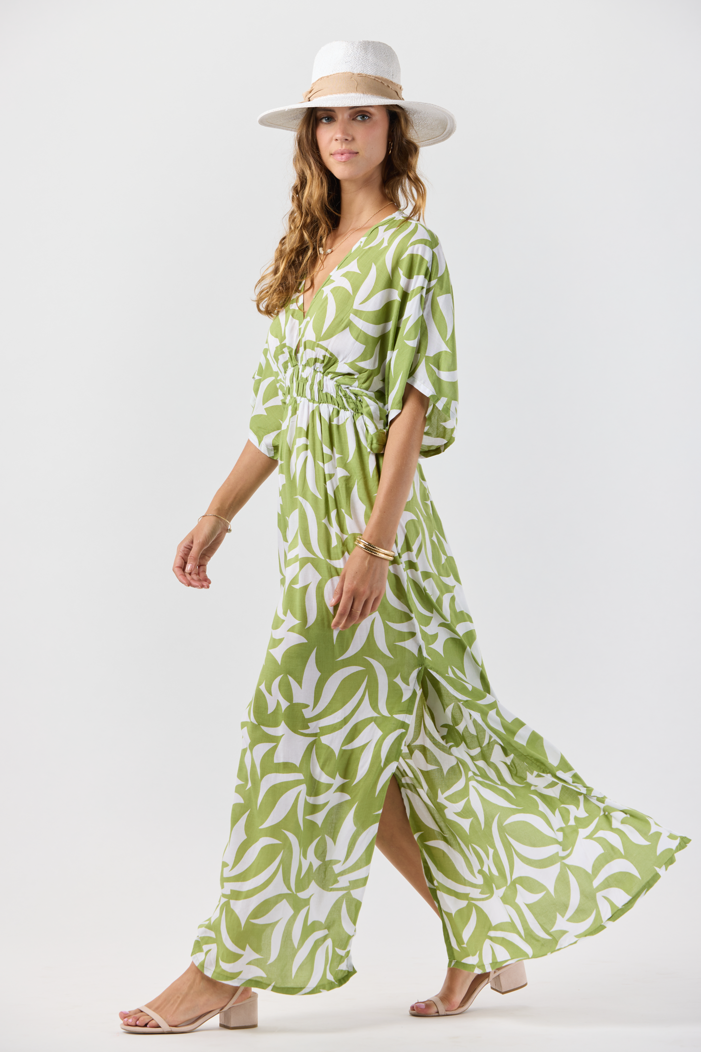 Géo Abstrait Vert Robe Maxi Levine en vente sur Faire2
